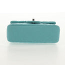 CHANEL Matelasse 20 Chain Bag Cotton Turquoise Blue Silver CC Auth 149236SAM-6