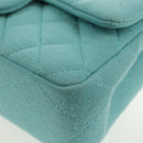 CHANEL Matelasse 20 Chain Bag Cotton Turquoise Blue Silver CC Auth 149236SAM-18