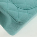 CHANEL Matelasse 20 Chain Bag Cotton Turquoise Blue Silver CC Auth 149236SAM-19
