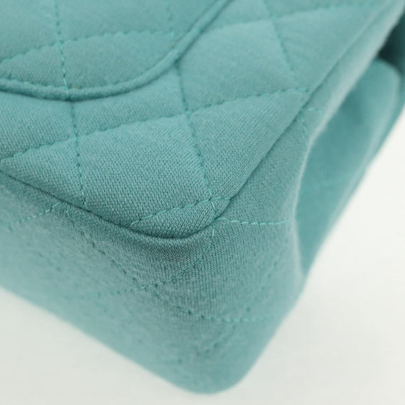 CHANEL Matelasse 20 Chain Bag Cotton Turquoise Blue Silver CC Auth 149236SAM