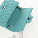 CHANEL Matelasse 20 Chain Bag Cotton Turquoise Blue Silver CC Auth 149236SAM-22