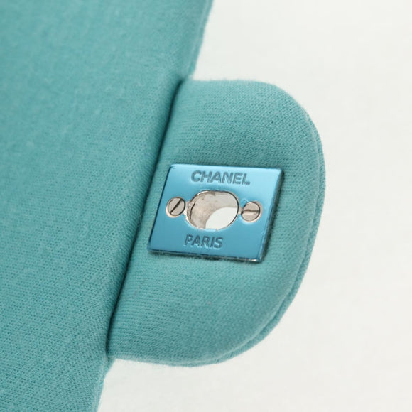 CHANEL Matelasse 20 Chain Bag Cotton Turquoise Blue Silver CC Auth 149236SAM