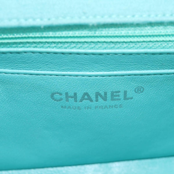 CHANEL Matelasse 20 Chain Bag Cotton Turquoise Blue Silver CC Auth 149236SAM