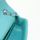 CHANEL Matelasse 20 Chain Bag Cotton Turquoise Blue Silver CC Auth 149236SAM-26