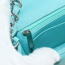CHANEL Matelasse 20 Chain Bag Cotton Turquoise Blue Silver CC Auth 149236SAM-28