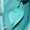 CHANEL Matelasse 20 Chain Bag Cotton Turquoise Blue Silver CC Auth 149236SAM-29