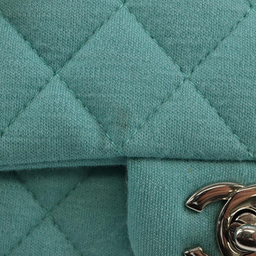 CHANEL Matelasse 20 Chain Bag Cotton Turquoise Blue Silver CC Auth 149236SAM - 0
