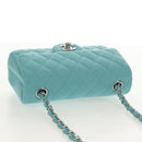 CHANEL Matelasse 20 Chain Bag Cotton Turquoise Blue Silver CC Auth 149236SAM-14