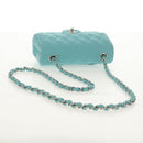 CHANEL Matelasse 20 Chain Bag Cotton Turquoise Blue Silver CC Auth 149236SAM-7
