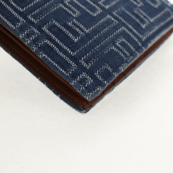 FENDI Zucca Canvas Compact Wallet Blue Auth 149243M
