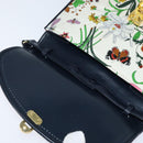 GUCCI Flora Shoulder Bag Canvas White Gold Auth 149250-10