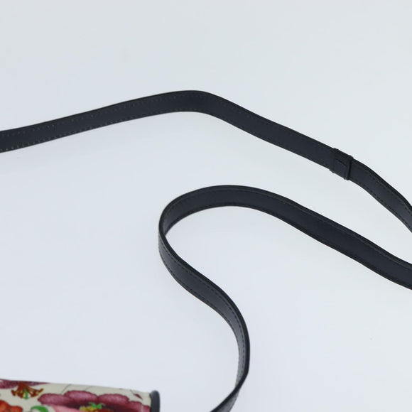 GUCCI Flora Shoulder Bag Canvas White Gold Auth 149250