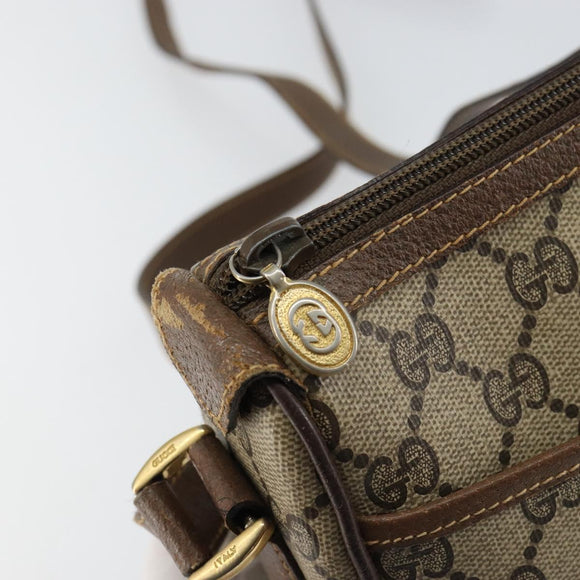 GUCCI GG Supreme Web Sherry Line Bag PVC Beige Gold 89 02 032 Auth 149251