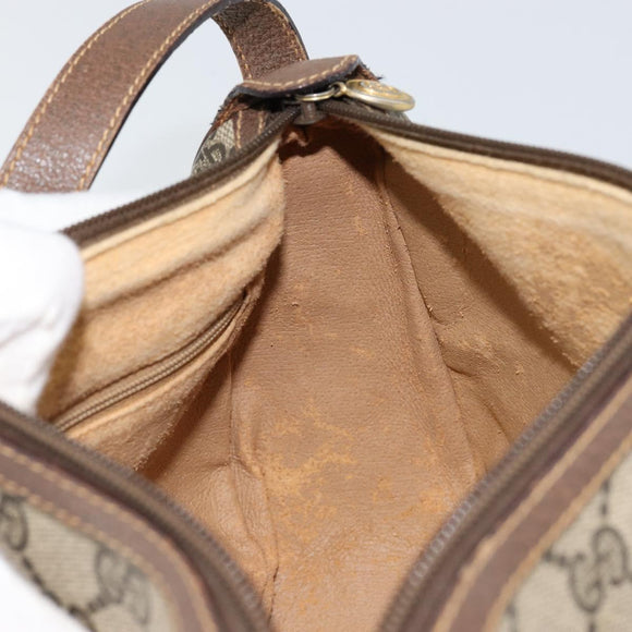 GUCCI GG Supreme Web Sherry Line Bag PVC Beige Gold 89 02 032 Auth 149251