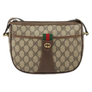 GUCCI GG Supreme Web Sherry Line Bag PVC Beige Gold 89 02 032 Auth 149251-13
