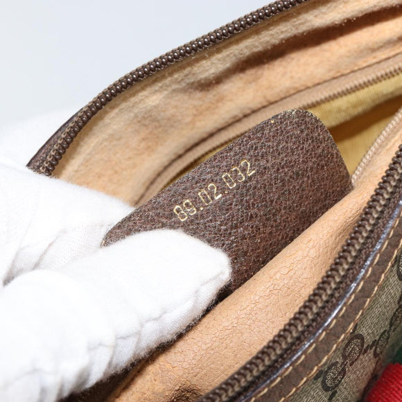 GUCCI GG Supreme Web Sherry Line Bag PVC Beige Gold 89 02 032 Auth 149251