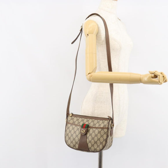 GUCCI GG Supreme Web Sherry Line Bag PVC Beige Gold 89 02 032 Auth 149251