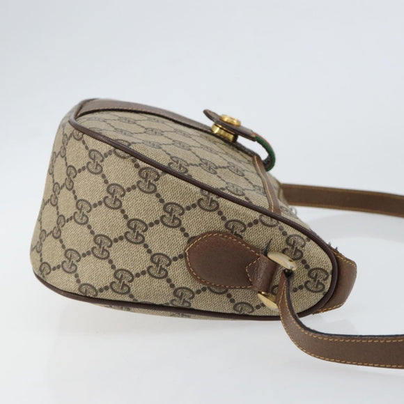 GUCCI GG Supreme Web Sherry Line Bag PVC Beige Gold 89 02 032 Auth 149251