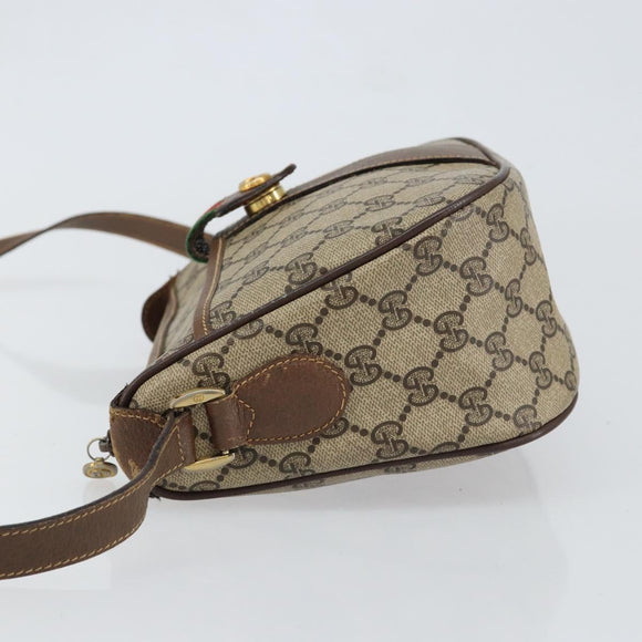 GUCCI GG Supreme Web Sherry Line Bag PVC Beige Gold 89 02 032 Auth 149251