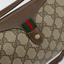 GUCCI GG Supreme Web Sherry Line Bag PVC Beige Gold 89 02 018 Auth 149253-14