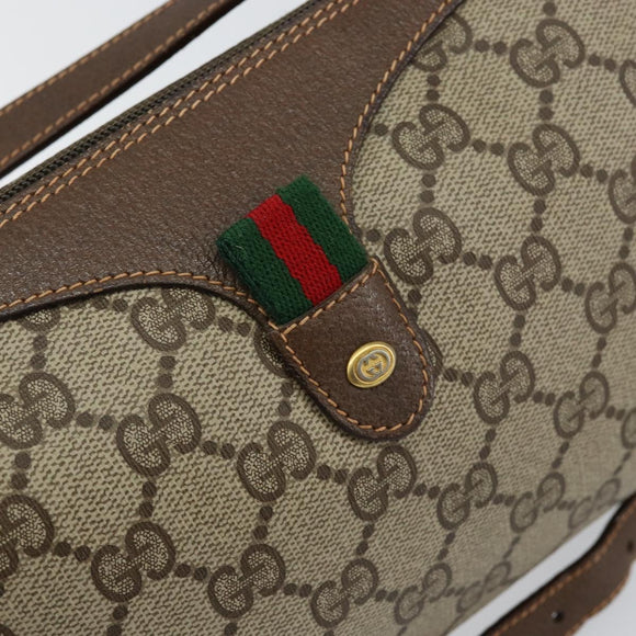 GUCCI GG Supreme Web Sherry Line Bag PVC Beige Gold 89 02 018 Auth 149253