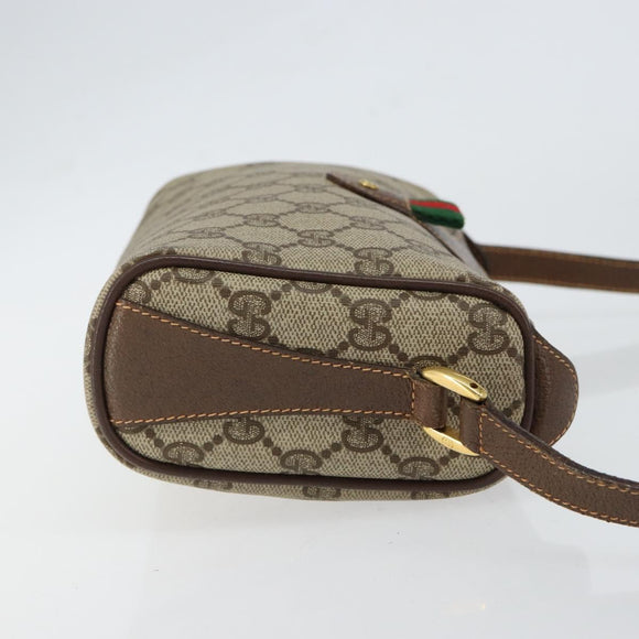 GUCCI GG Supreme Web Sherry Line Bag PVC Beige Gold 89 02 018 Auth 149253