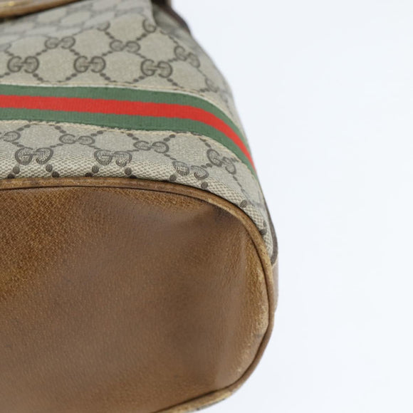 GUCCI GG Supreme Web Sherry Line Shoulder Bag PVC Beige Gold Auth 149255