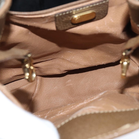 GUCCI GG Supreme Web Sherry Line Shoulder Bag PVC Beige Gold Auth 149255