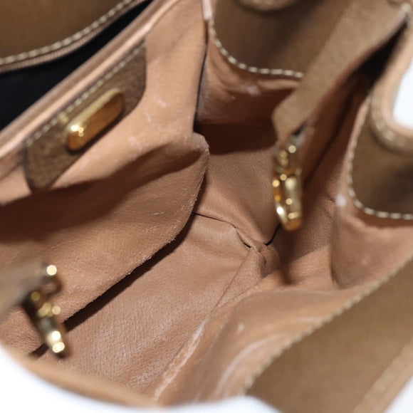 GUCCI GG Supreme Web Sherry Line Shoulder Bag PVC Beige Gold Auth 149255