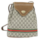 GUCCI GG Supreme Web Sherry Line Shoulder Bag PVC Beige Gold Auth 149255-2