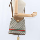 GUCCI GG Supreme Web Sherry Line Shoulder Bag PVC Beige Gold Auth 149255-22