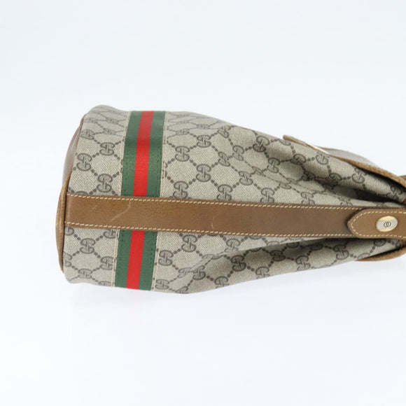 GUCCI GG Supreme Web Sherry Line Shoulder Bag PVC Beige Gold Auth 149255