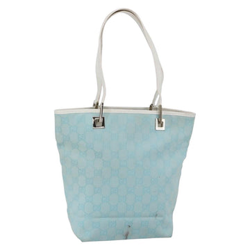GUCCI GG Canvas Tote Bag Light Blue Gold 002 1099 Auth 149259