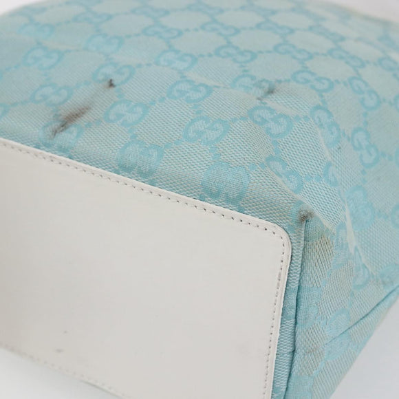 GUCCI GG Canvas Tote Bag Light Blue Gold 002 1099 Auth 149259