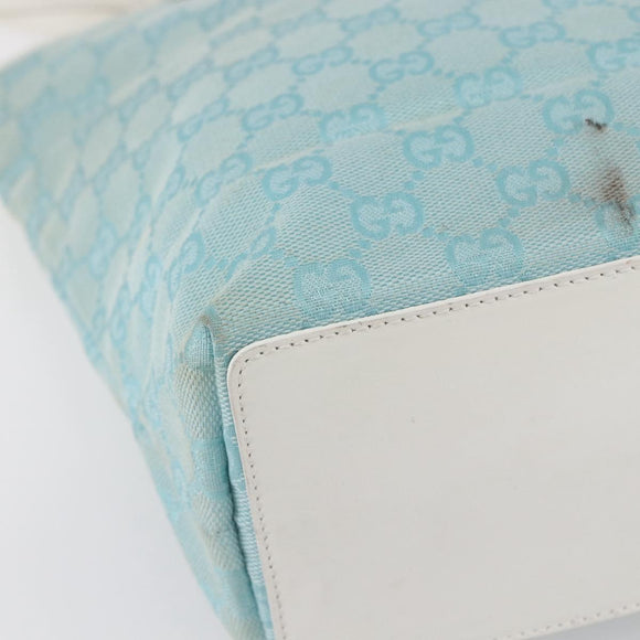 GUCCI GG Canvas Tote Bag Light Blue Gold 002 1099 Auth 149259