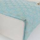 GUCCI GG Canvas Tote Bag Light Blue Gold 002 1099 Auth 149259-15