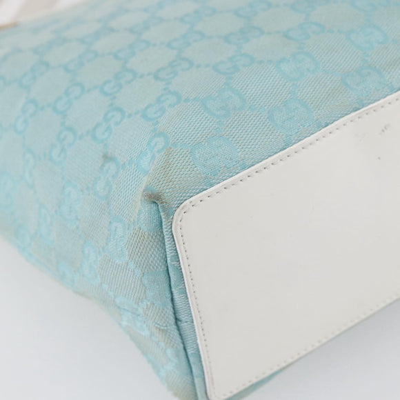 GUCCI GG Canvas Tote Bag Light Blue Gold 002 1099 Auth 149259