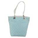 GUCCI GG Canvas Tote Bag Light Blue Gold 002 1099 Auth 149259-2