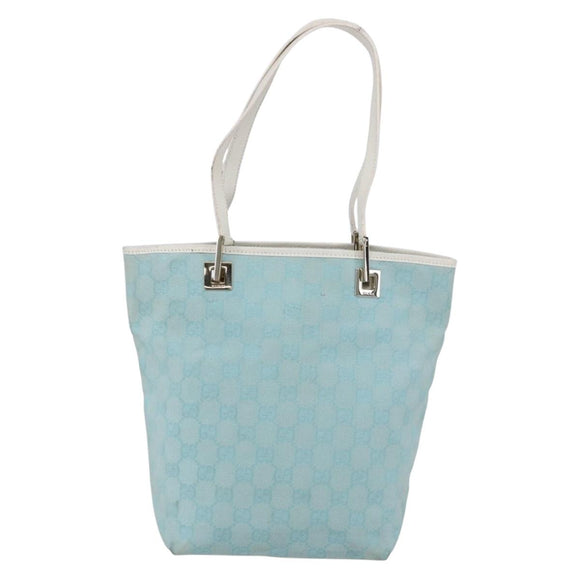 GUCCI GG Canvas Tote Bag Light Blue Gold 002 1099 Auth 149259