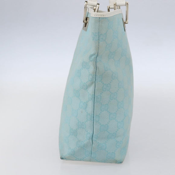 GUCCI GG Canvas Tote Bag Light Blue Gold 002 1099 Auth 149259