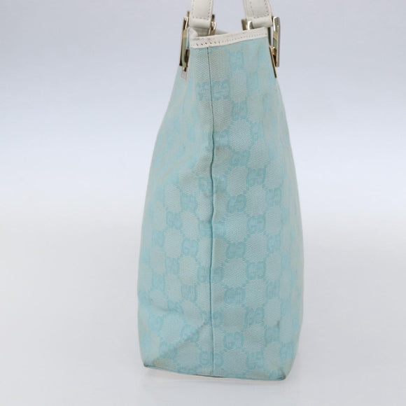 GUCCI GG Canvas Tote Bag Light Blue Gold 002 1099 Auth 149259