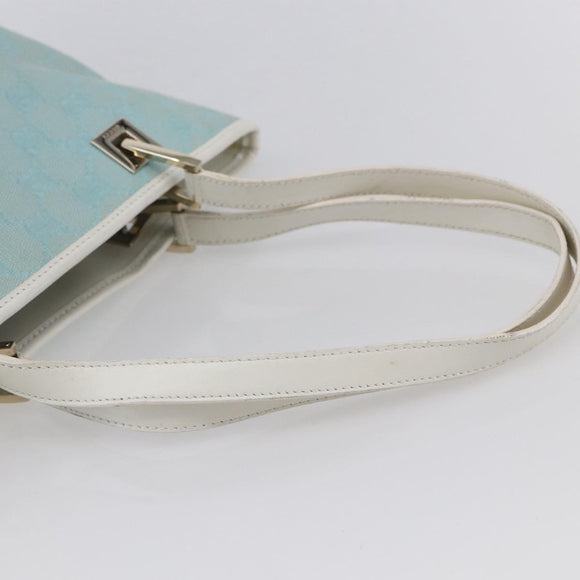 GUCCI GG Canvas Tote Bag Light Blue Gold 002 1099 Auth 149259