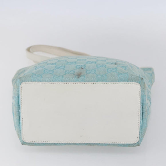 GUCCI GG Canvas Tote Bag Light Blue Gold 002 1099 Auth 149259