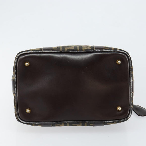 FENDI Zucca Canvas Handtasche Schwarz Braun Auth 149263