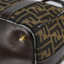 FENDI Zucca Canvas Hand Bag Black Brown Auth 149263-11