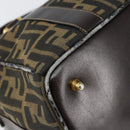 FENDI Zucca Canvas Hand Bag Black Brown Auth 149263-12