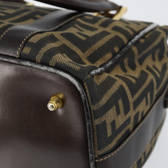 FENDI Zucca Canvas Hand Bag Black Brown Auth 149263