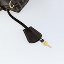 FENDI Zucca Canvas Hand Bag Black Brown Auth 149263-15