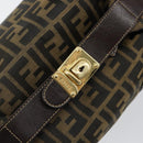 FENDI Zucca Canvas Hand Bag Black Brown Auth 149263-16