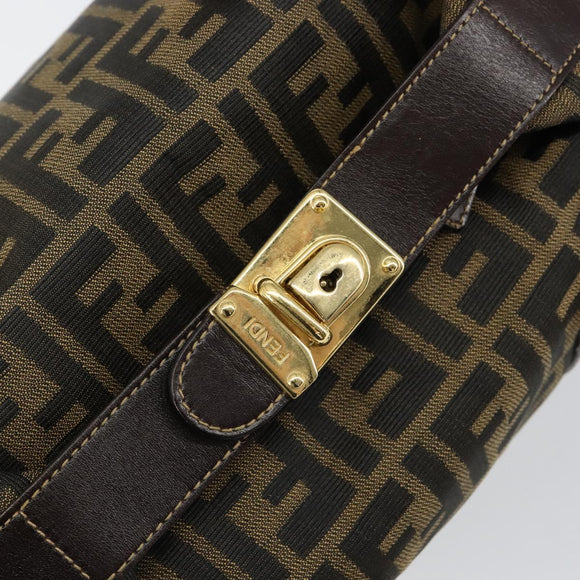FENDI Zucca Canvas Handtasche Schwarz Braun Auth 149263